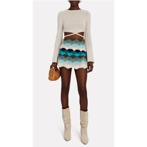 Alanui Women's Sweater Skirt Mini Under the Northern Sky Alpaca Wool Blue Size M